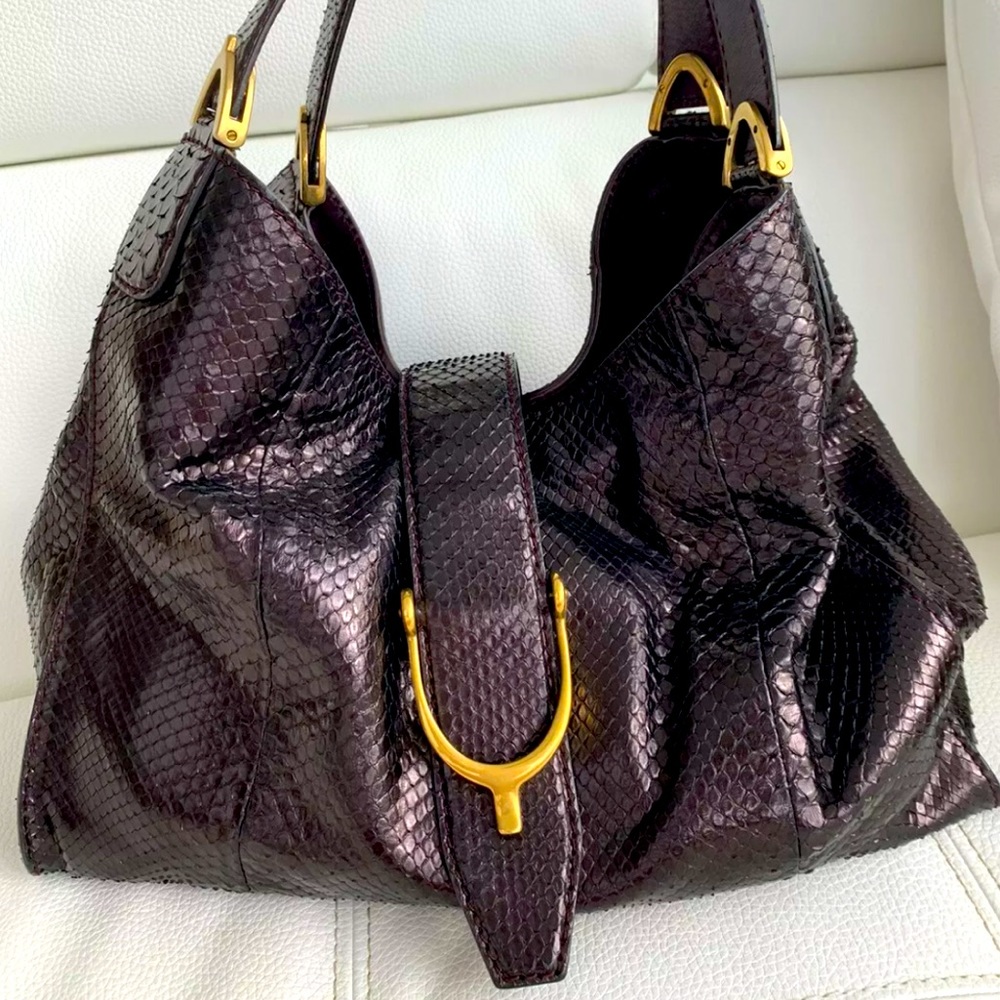 Gucci Python Snakeskin Stirrup Large Hobo